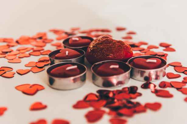 red heart shaped candles